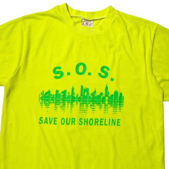 80s Vintage SOS Save Our Shoreline T-shirt Single Stitch Environment Slogan. - Picture 4 of 6